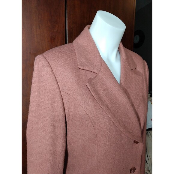 lew magram Women Rose Taupe Wool Long Sleeve Double Breast Blazer Jacket Size 4 - Picture 3 of 6